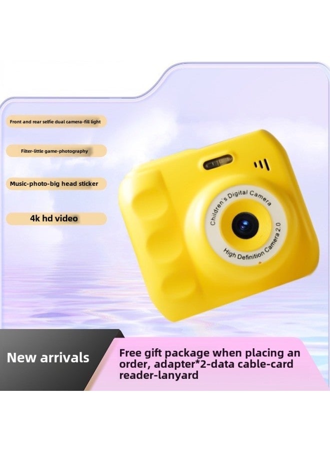 High-definition Double-camera Cute Digital Camera Campus Students Can Take Photos To Upload Mobile Travel Machine-Body Color:4k Light Yellow  Multi-filters - High-speed 16g Memory Card  Gift - Image 1
