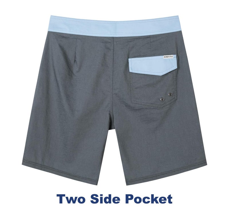 SURF CUZ Men's Vintage Cruzer Stretch Boardshort Chino Shortsï¼ˆLight Blue & Blackï¼Œ34ï¼‰ - Image 3