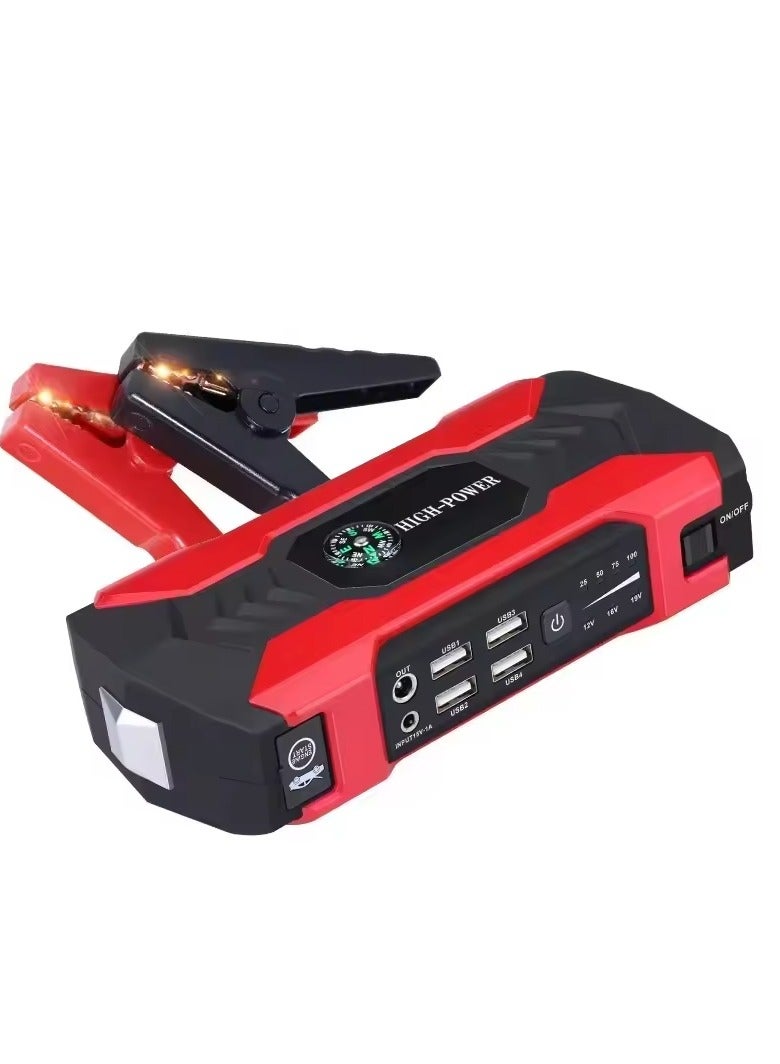 Generic Car Jump Starter Powerful Power Bank Car Booster Starting Device 28000mah Water-Resistant Auto Emergency Battery Charger Pack Portable 200W 12V/1A with LED Light（Black&Red）  - Image 1