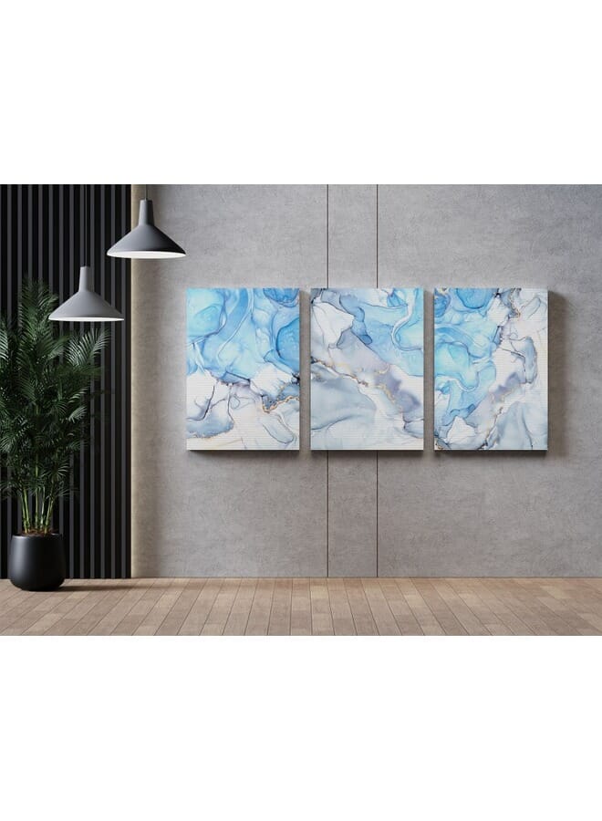 Home Gallery Set Of 3 Blue And Silver Marble Abstract Textures - Image 5