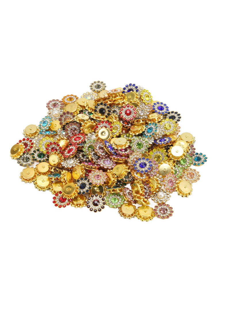 Velaurs 100 Sewn Sunflower Shiny Crystal Stones Frosted Gold Base For Sewing Clothes, Shoes, Hats  - Image 2