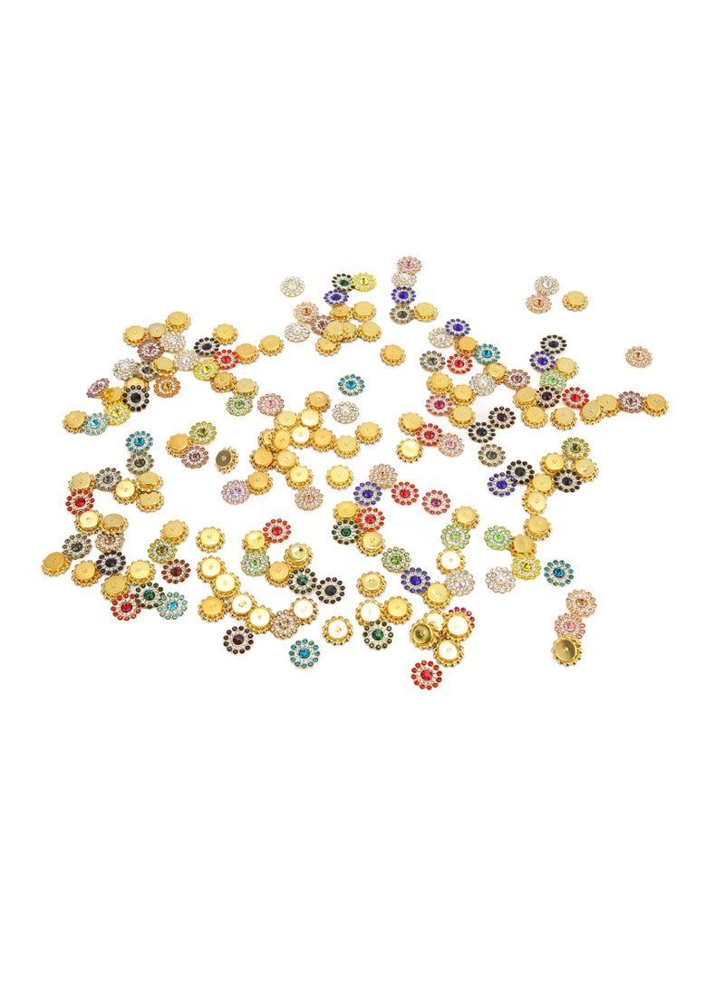 Velaurs 100 Sewn Sunflower Shiny Crystal Stones Frosted Gold Base For Sewing Clothes, Shoes, Hats  - Image 3