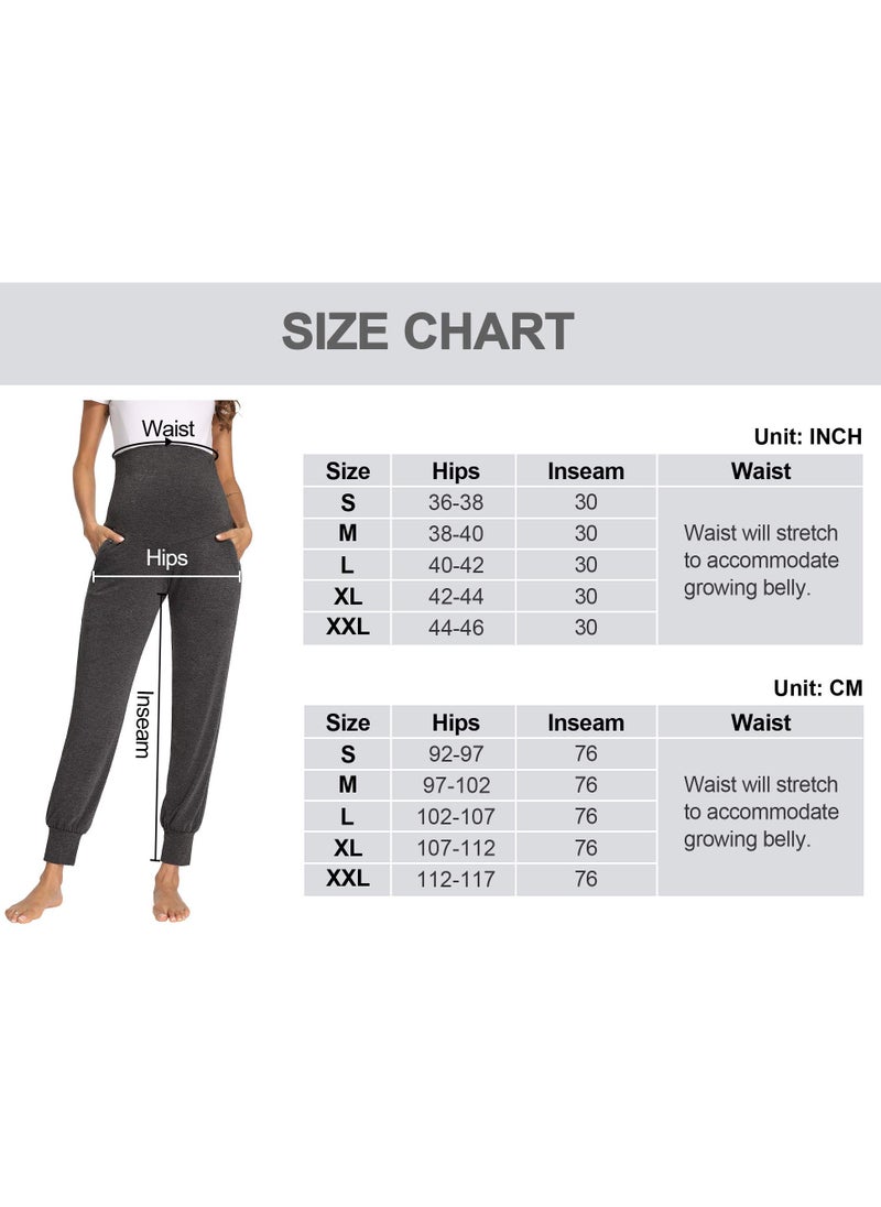 SYOSI - Women's Maternity Pants Activewear Jogger Track Cuff Sweatpants Over The Belly Stretchy Pregnancy Pants, Grey/L - Image 1