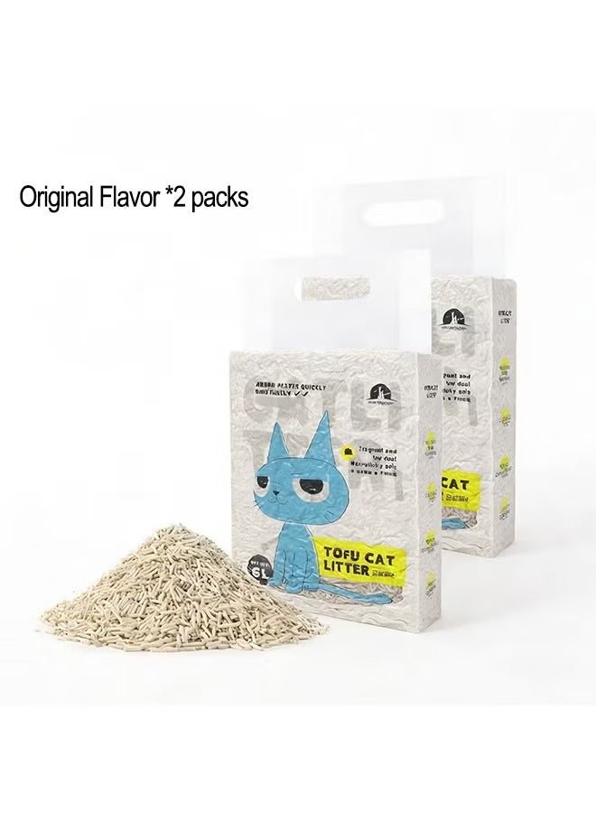 2 حزمة من قمامة القط التوفو - حبيبات كبيرة من قمامة القط الطبيعية الخالية من الغبار ، قمامة القط المتجمعة الفعالة والقابلة للتحلل الحيوي ، المتجمعة بشكل وثيق غير اللاصقة للشعر (12L - النكهة الأصلية) - Image 1