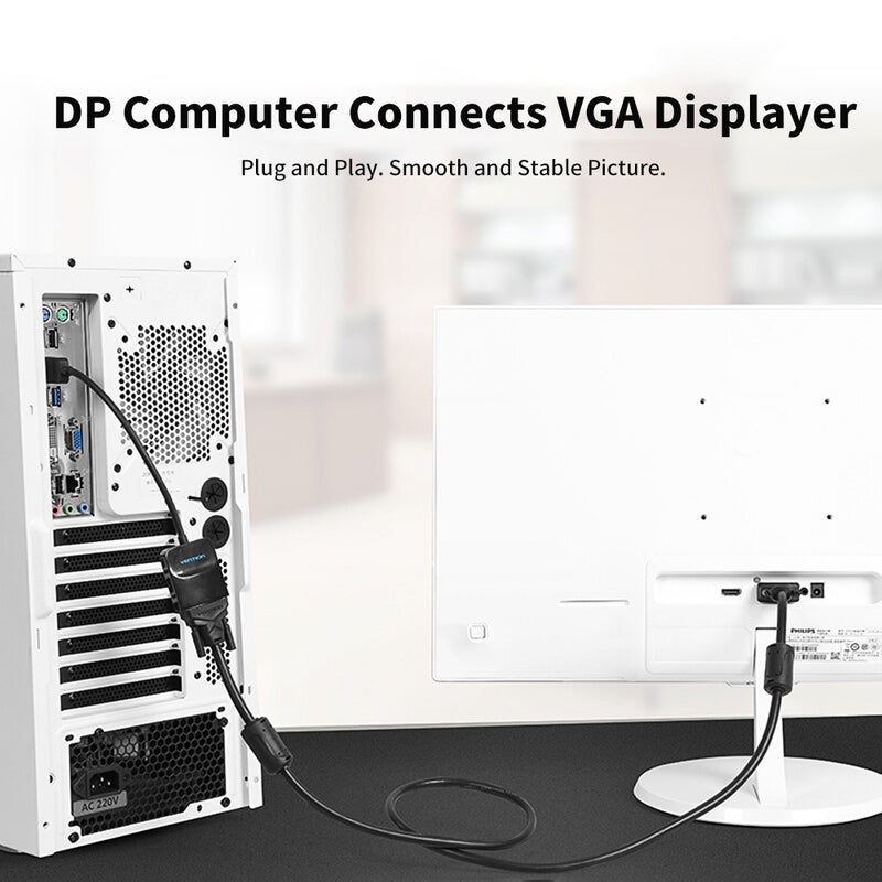 VGA Adapter: 0.15m Length, 1080P@60Hz HD Picture - Gold-Plated Stable Transmission, Dual Mode Function for Home Office, Presentation and Entertainment - Image 4