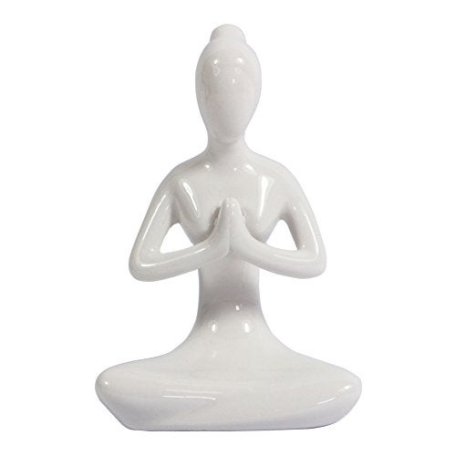 KiaoTime 4.25" White Set of 4 Home Decorative Porcelain Ceramic Yoga Pose Figurine Statue, Meditation Room Instructor Collection Gifts for Yoga Lovers Women Yogi Freak - Image 2