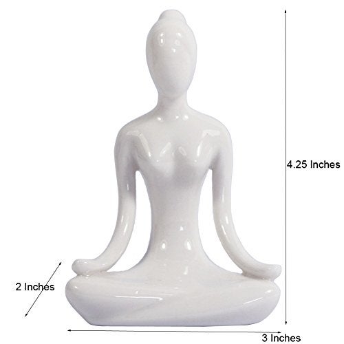 KiaoTime 4.25" White Set of 4 Home Decorative Porcelain Ceramic Yoga Pose Figurine Statue, Meditation Room Instructor Collection Gifts for Yoga Lovers Women Yogi Freak - Image 5