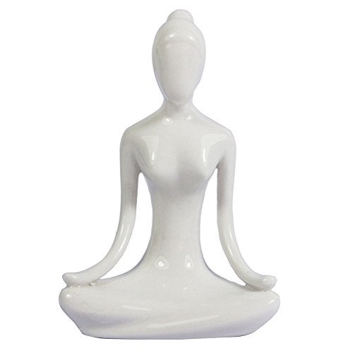 KiaoTime 4.25" White Set of 4 Home Decorative Porcelain Ceramic Yoga Pose Figurine Statue, Meditation Room Instructor Collection Gifts for Yoga Lovers Women Yogi Freak - Image 4