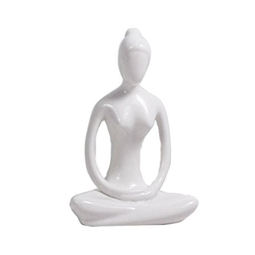KiaoTime 4.25" White Set of 4 Home Decorative Porcelain Ceramic Yoga Pose Figurine Statue, Meditation Room Instructor Collection Gifts for Yoga Lovers Women Yogi Freak - Image 3