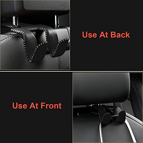 AMVOYOA 【2021 Upgraded】 Car Purse Hook, 2 in 1 Car Seat Headrest Hooks Durable Hanger Storage Holder Leather Organizer for Hanging Grocery Bags, 1 Pack, Black - Image 4