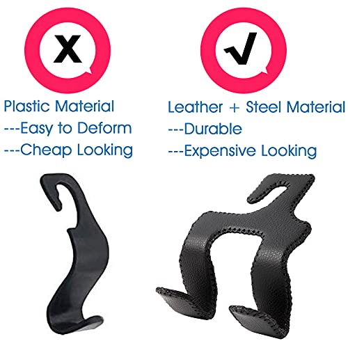 AMVOYOA 【2021 Upgraded】 Car Purse Hook, 2 in 1 Car Seat Headrest Hooks Durable Hanger Storage Holder Leather Organizer for Hanging Grocery Bags, 1 Pack, Black - Image 5