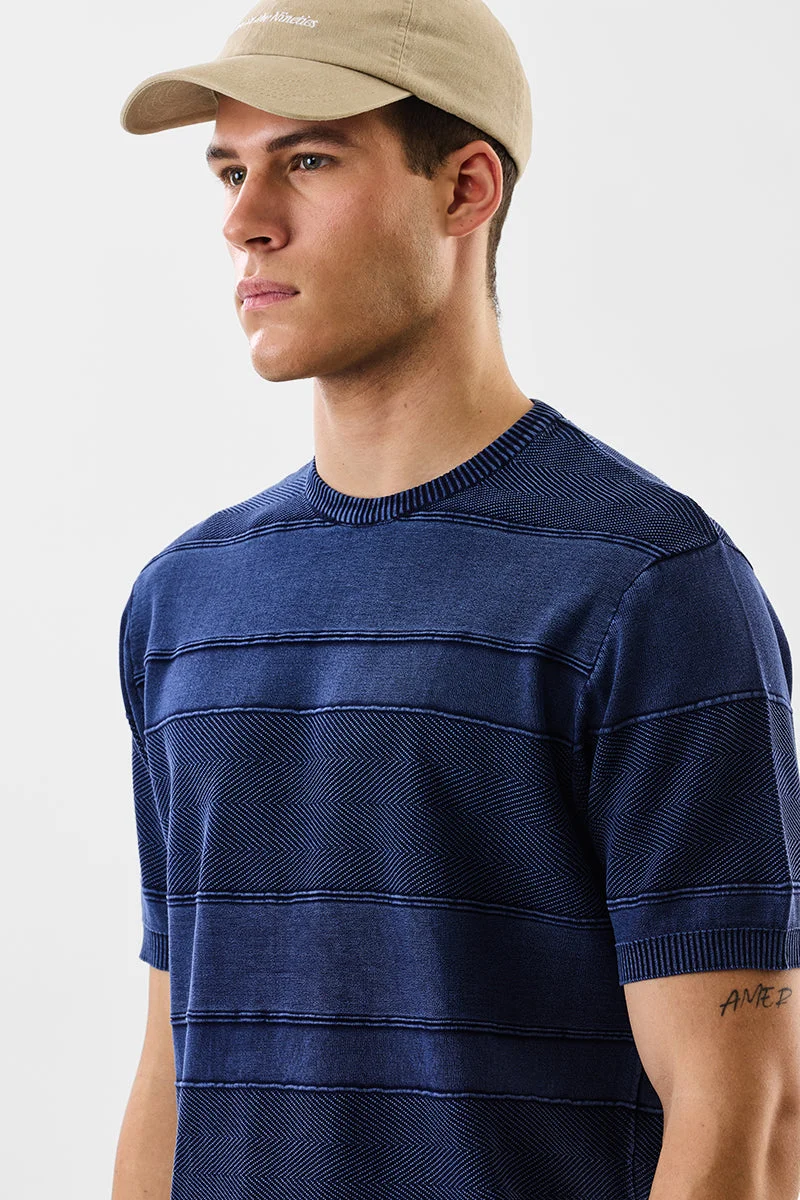 SNITCH Slim Fit Textured 100% Cotton T-Shirt