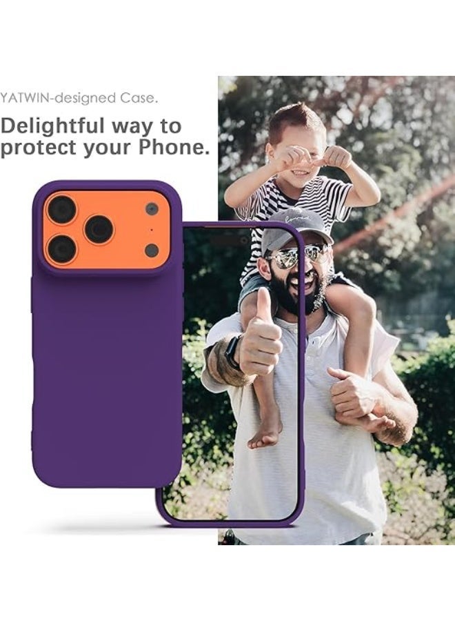 جراب متوافق مع iPhone 17 Pro Max مقاس 6.9 بوصة، غطاء واقٍ رفيع من السيليكون السائل بثلاث طبقات من المطاط الهلامي الناعم المقاوم للصدمات مع بطانة من الألياف الدقيقة المضادة للخدش (أرجواني غامق) - Image 3