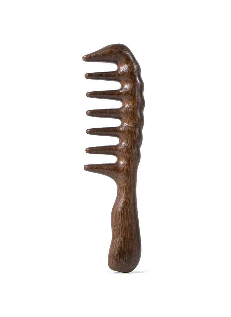 Beomeen Wooden Wide Tooth Comb Large Thicken Natural Sandalwood Hair Combs for Curls Women and Men Detangles Long Thick Wet or Dry Hair Head Scalp Massager Antistatic Golden Sandalwood 