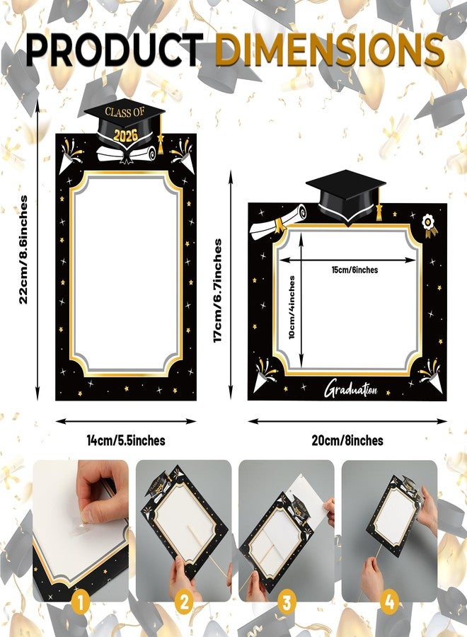 Weekgrat 40 Pack Graduation Photo Display Centerpiece Kits Class of 2026 Graduation Paper Photo Frames with Display Sticks Vertical and Horizontal 4x6 Picture Holders for Graduate College Classroom - Image 3