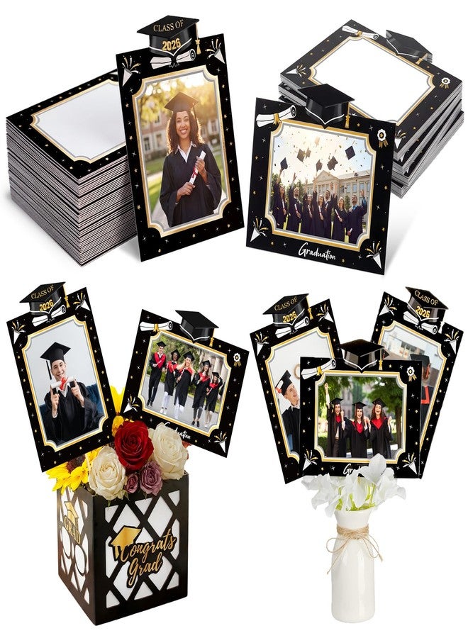 Weekgrat 40 Pack Graduation Photo Display Centerpiece Kits Class of 2026 Graduation Paper Photo Frames with Display Sticks Vertical and Horizontal 4x6 Picture Holders for Graduate College Classroom - Image 1
