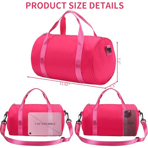 W WINTMING Ballet Dance Bag Mini Gym Bag Lightweight Small Duffle Bag 10L Cute Crossbody Bag for Yoga Swimming Sport RoseRed - Image 3