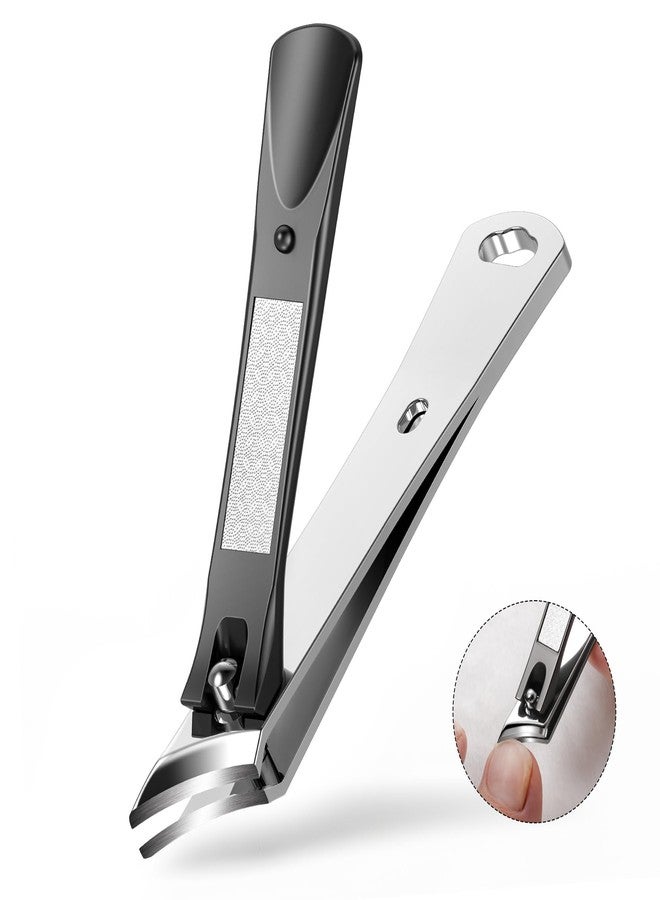 BALUCA Slanted Blade Ingrown Toenail Clippers for Thick Toenails, Angled Toe Nail Fingernail Cutter Trimmer for Seniors and Men - Black - Image 1