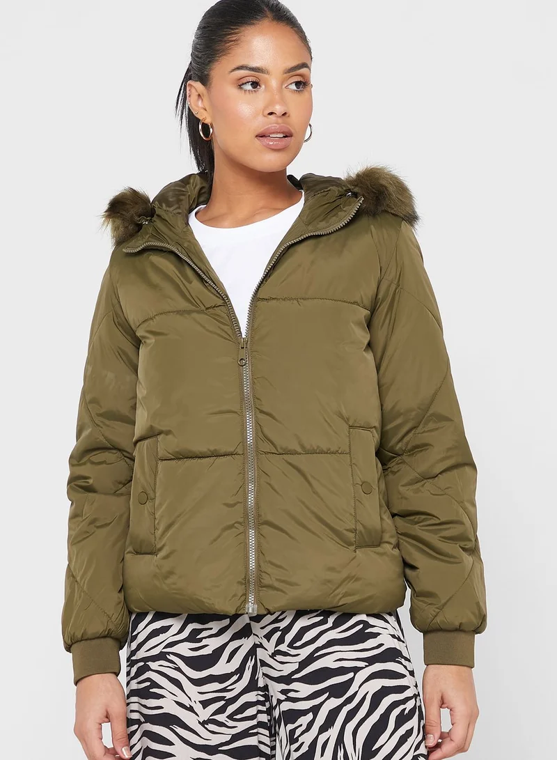 Jacqueline de Yong Pocket Fur Detail Jacket
