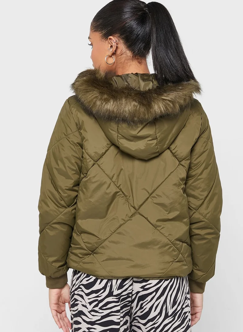 Jacqueline de Yong Pocket Fur Detail Jacket