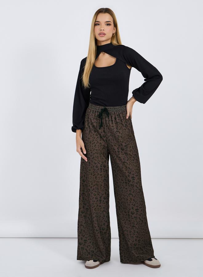 Styli Animal Print Relaxed Fit Pants  - Image 1