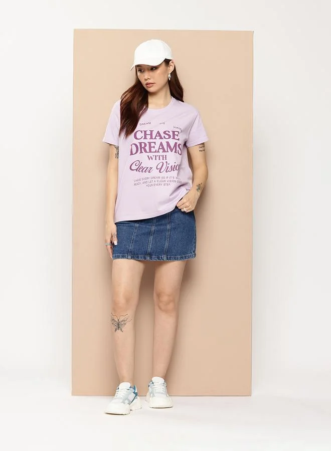 Difference of Opinion Women Boxy Slogan Print T-Shirt