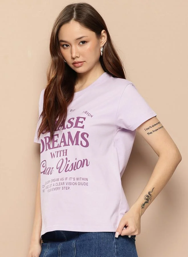 Difference of Opinion Women Boxy Slogan Print T-Shirt