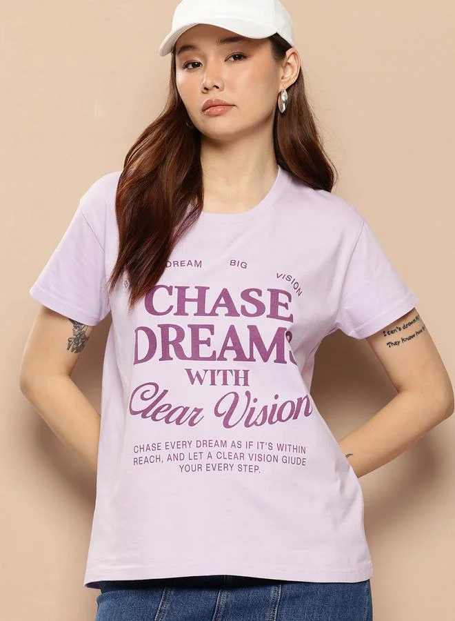 Difference of Opinion Women Boxy Slogan Print T-Shirt