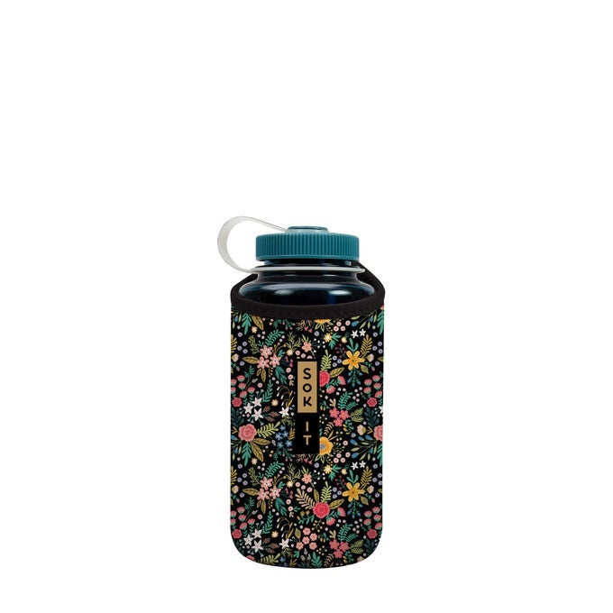 BOTLSOK WATER BOTTLE SLEEVE INSULATED NEOPRENE COVER ENGLISH GARDEN PICNIC FITS 32OZ NALGENE