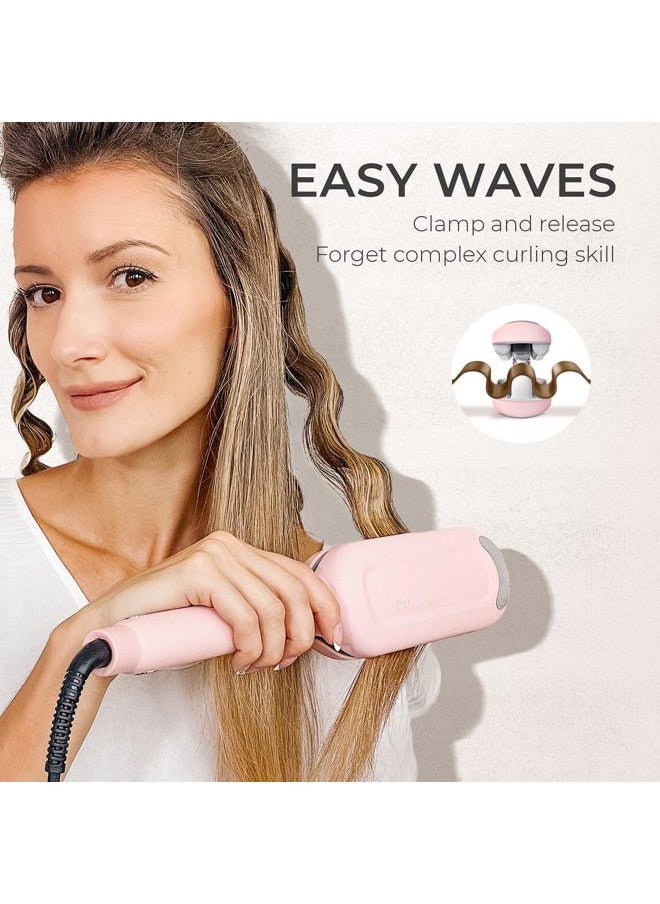 TYMO Curling Iron Hair Crimper Waver - TYMO ROVY Beach Waves Curling Wand, Ionic Deep Waver Hair Curler Tool with Ceramic 3 Barrel for Women, Dual Voltage, Anti-Scald, Easy to Use, Pink, 1.25 Inch  - Image 2