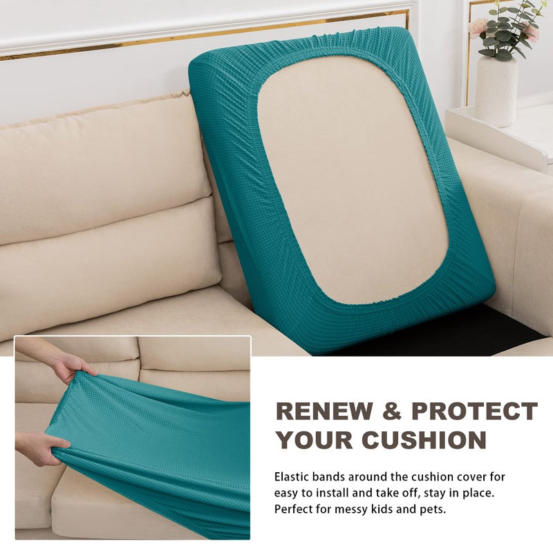 NC HOME Water Repellent Sofa Cushion Covers  Stretch Sofa Seat Slipcover Furniture Protector for Sofa Pets with Elastic Bottom (Large  Dark Teal) - Image 4