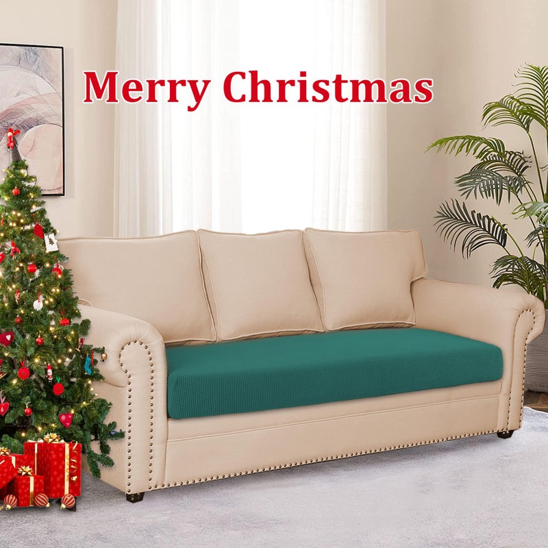NC HOME Water Repellent Sofa Cushion Covers  Stretch Sofa Seat Slipcover Furniture Protector for Sofa Pets with Elastic Bottom (Large  Dark Teal) - Image 3
