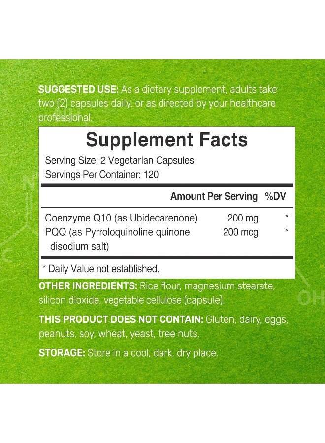 DEAL SUPPLEMENT CoQ10 200mg & PQQ 200mcg, 240 Veggie Capsules - Image 2