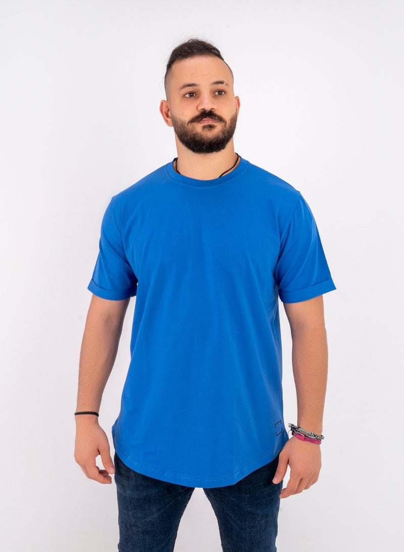 THOMAS-SQUARE cotton curved t-shirt Blue – CL  - Image 1