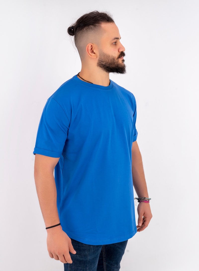 THOMAS-SQUARE cotton curved t-shirt Blue – CL  - Image 3