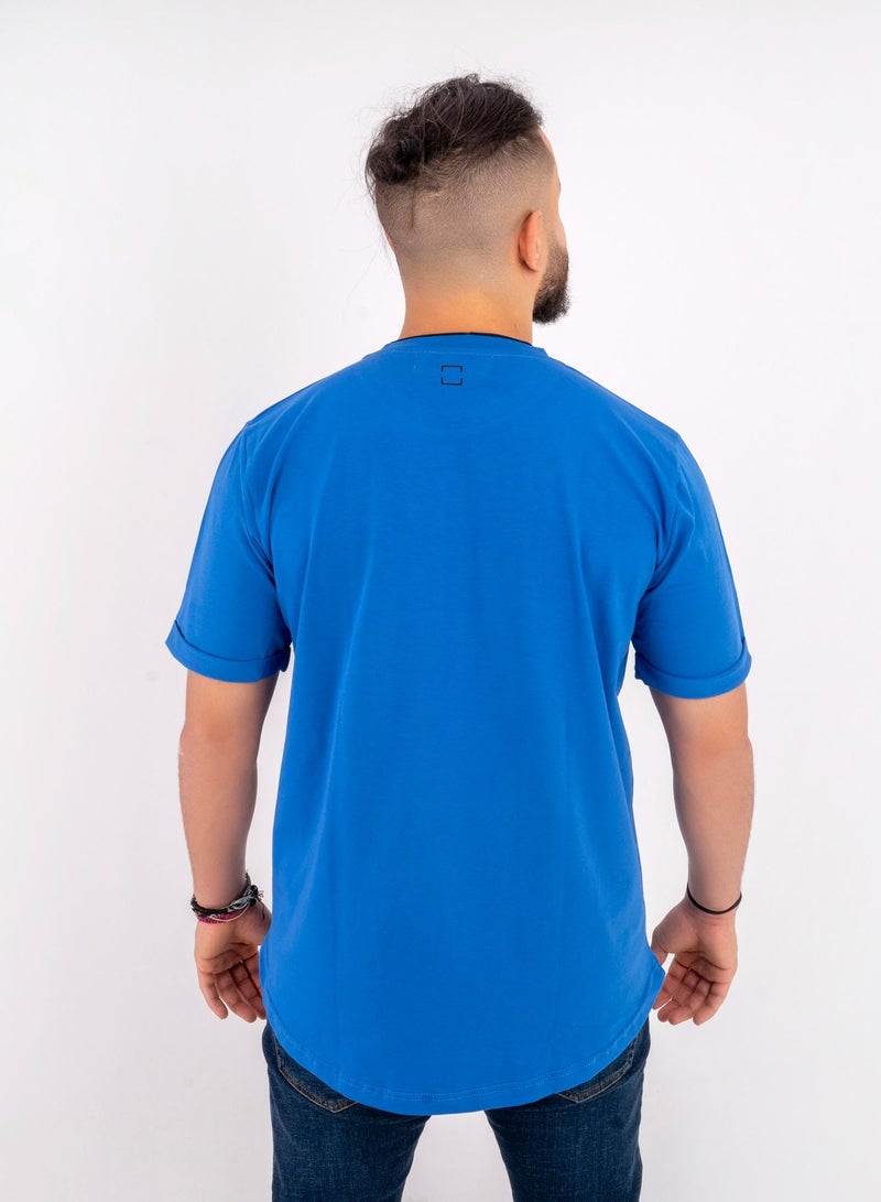 THOMAS-SQUARE cotton curved t-shirt Blue – CL  - Image 2
