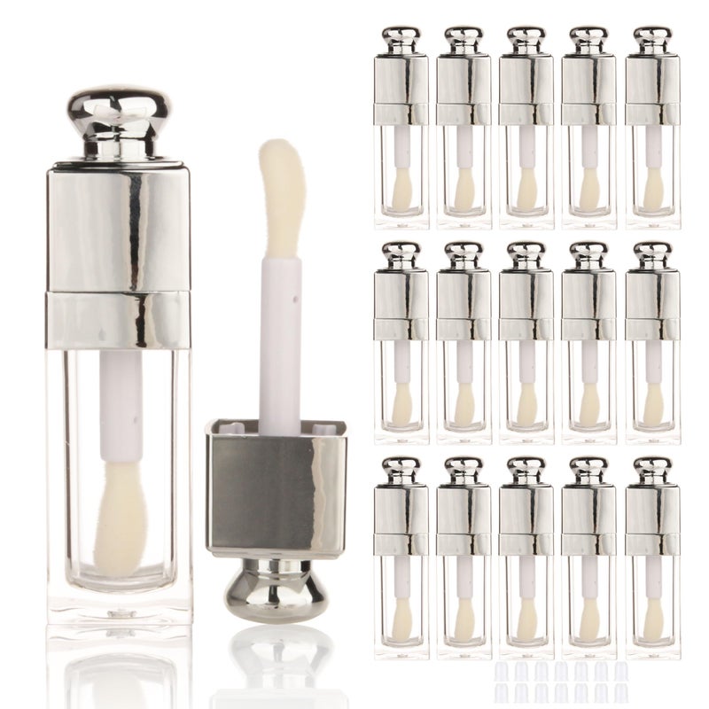 COSIDEA 18PCS Empty 8ML Square clear Lip Gloss Tube Silver big doe foot wand lipgloss tubes for Lip oil tint bottles container - Image 1