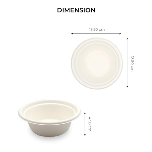 EATONS Bagasse Disposable Bowls 300 ml | Pack of 100 | Heavy Duty, Leakproof & Microwave Safe | Compostable Sugarcane Soup Bowls for Party, Catering & Takeaway - Image 3