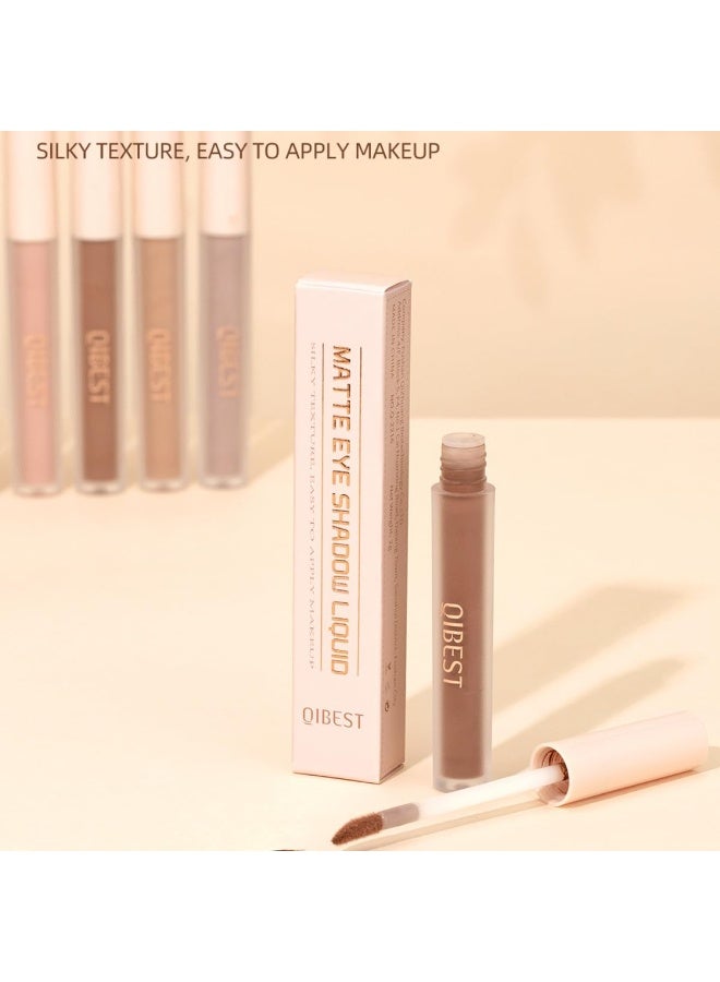 QiBest Matte Eyeshadow liquid Long Lasting High-pigmented Eye shadow Gel Eye Makeup (Matte Brown) - Image 4