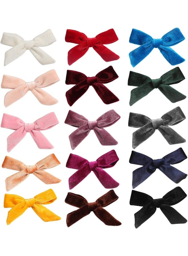 inSowni inSowni 15 Pack Velvet Bow Alligator Hair Clips Barrettes Accessories for Baby Girls Toddlers Teens Kids  - Image 1