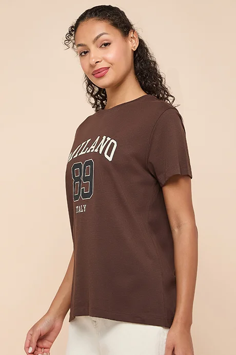 R&b Typography Print T-Shirt with Crew Neck and Short Sleeves