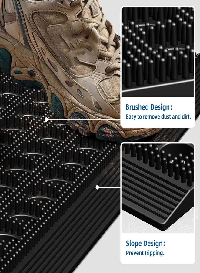 Mibao Front Door Mat Outside Entrance, Heavy Duty Welcome Rubber Doormat Waterproof, All Weather Dirt Trapper Non-Slip Drainage Doormat, Entry Mat for Garage Home Pool Commercial, 17" x 29.5", Black - Image 3