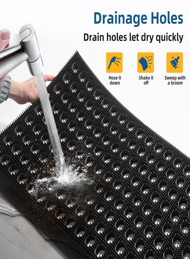 Mibao Front Door Mat Outside Entrance, Heavy Duty Welcome Rubber Doormat Waterproof, All Weather Dirt Trapper Non-Slip Drainage Doormat, Entry Mat for Garage Home Pool Commercial, 17" x 29.5", Black - Image 4