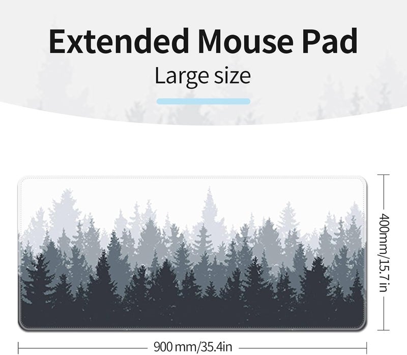 Sumkyle Large Mouse Pad Gaming Mouse Pad With Stitched Edges, 90X40Cm Extended Mouse Pad Desk Pad For Keyboard And Mouse (Forest) - Image 3