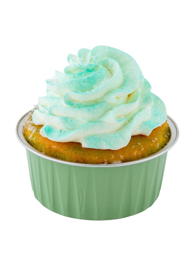 Restaurantware 4 Ounce Disposable Ramekins, 100 Round Creme Brulee Disposable Cups - Oven-Safe, For Cupcakes And Muffins, Pistachio Green Aluminum Baking Cups, Freezable, Lids Sold Separately - Image 2