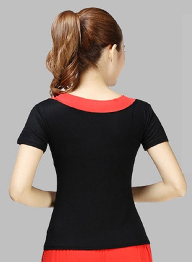 Loquat Women's Square Dance Top Short Sleeve V-neck Dance Dress  - Image 2