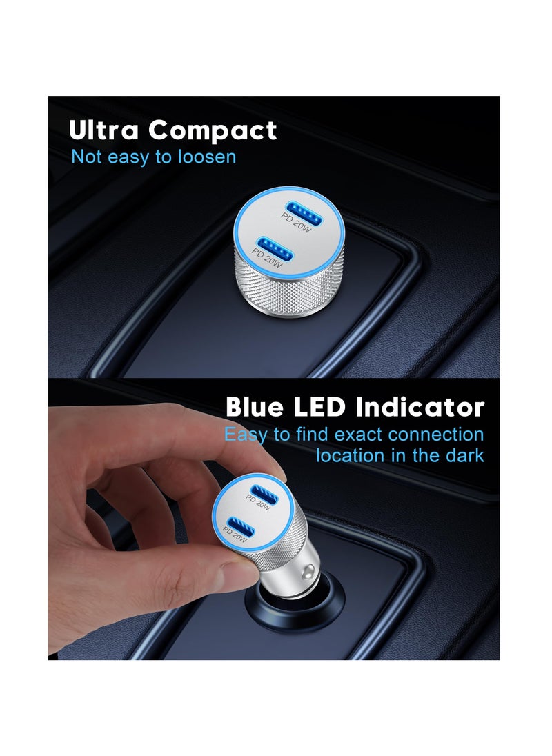 أنمي - 2 حزمة 40W منفذ مزدوج USB C شاحن سيارةلآيفون 15/15 برو ماكس -مع 1 م C إلى C كابل - Image 1