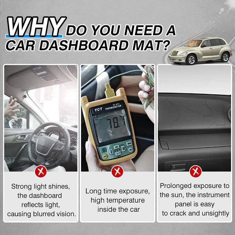 Autorder Reinforced edge Dashboard Cover Mat for Chrysler PT Cruiser 2001 2002 2003 2004 2005 Accessories Dash Cover Suede Dash Mat Sunshade Glare UV Rays Protector Balanced universal design - Image 1