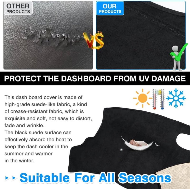 Autorder Reinforced edge Dashboard Cover Mat for Chrysler PT Cruiser 2001 2002 2003 2004 2005 Accessories Dash Cover Suede Dash Mat Sunshade Glare UV Rays Protector Balanced universal design - Image 3