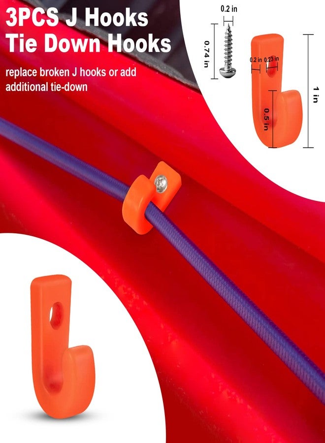 HLOGREE Kayak Deck Rigging Kit 1/4" 9.8' Bungee Cord with 6 D Rings& 4 J Hooks Tie Down Hooks& 4 Bungee Shock Cord Hooks,Tie Down Kayak Deck Line Repair Replacement Parts for Kayak Boat Canoe Accessory-Orange - Image 4